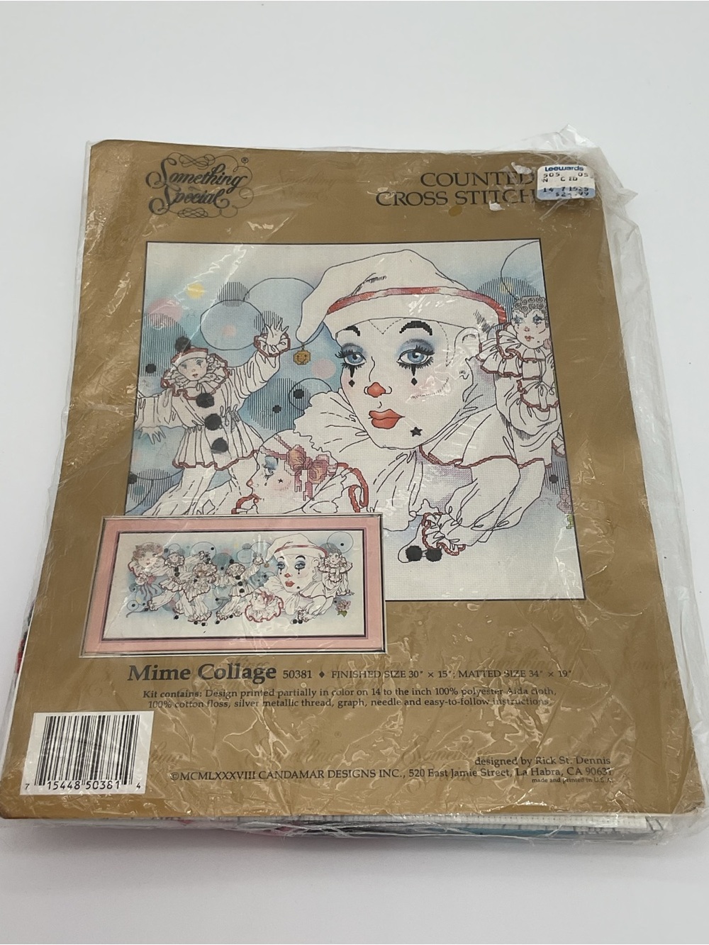 Vintage 1988 Something Special "Mime Collage" Counted Cross Stitch Kit